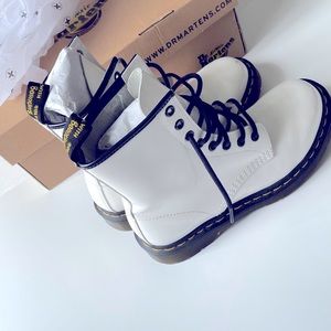 Dr. Martens 1460 White Smooth Leather Boots Womens